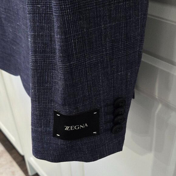 ZEGNA Linen/Wool Single-Breasted Plaid Suit - Picture 7 of 16